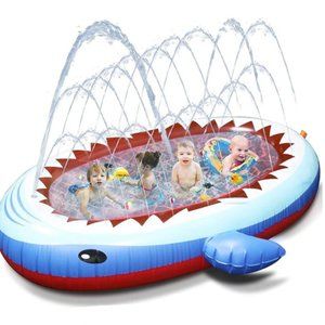 Inflatable 67 Inch Shark Sprinkler Pool Water Toys for Kids Outdoor Splash Pad